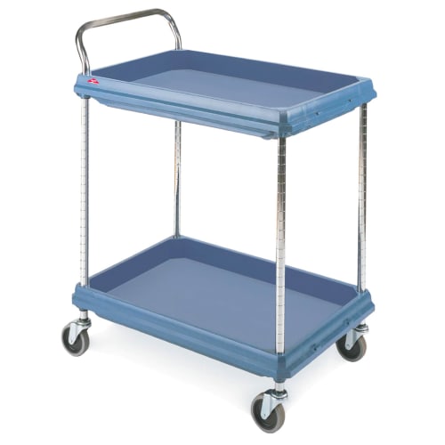 Metro BC2030-2DMB 2 Level Plastic Utility Cart w/ 400 lb Capacity, Raised Ledges