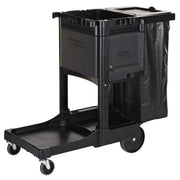 Rubbermaid 1861430 Janitor Cart w/ Locking Cabinet, Black