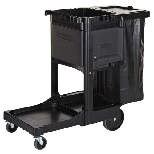 Rubbermaid 1861430 Janitor Cart w/ Locking Cabinet, Black