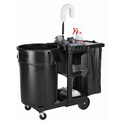 Rubbermaid 1861430 Janitor Cart w/ Locking Cabinet, Black