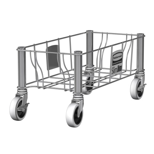 Rubbermaid 1968468 Rectangular Metal Trash Can Dolly w/ Flat Center & 100 lb Capacity