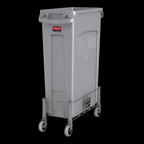 Rubbermaid 1968468 Rectangular Metal Trash Can Dolly w/ Flat Center & 100 lb Capacity