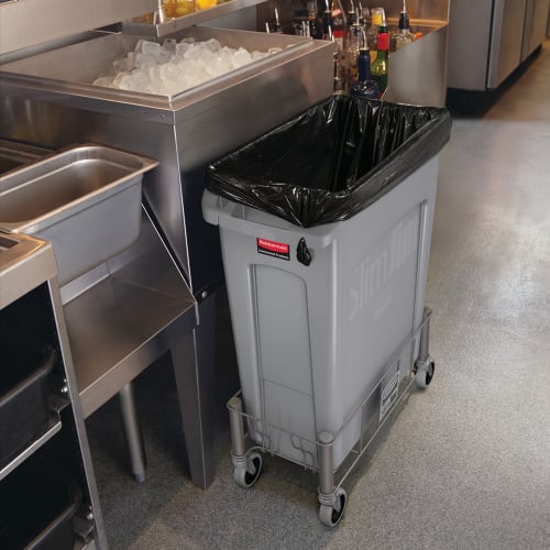 Rubbermaid 1968468 Rectangular Metal Trash Can Dolly w/ Flat Center & 100 lb Capacity