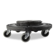 Rubbermaid FG264000BLA Round Plastic Trash Can Dolly w/ Raised Center & 250 lb Capacity