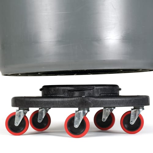 Rubbermaid FG264043BLA Round Plastic Trash Can Dolly w/ Raised Center & 350 lb Capacity