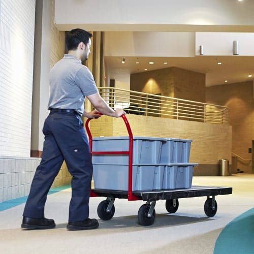 Rubbermaid FG443610BLA 1000 lb Platform Truck w/ Tie Downs, 48"L x 24"W