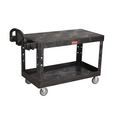 Rubbermaid FG454500BLA 2 Level Polymer Utility Cart -  54"L x 25-1/4"W x 36"H, Structural Foam, Black