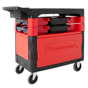 Rubbermaid FG618088 BLA 2 Level Polymer Utility Cart w/ 330 lb Capacity, Flat Ledges
