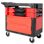 Rubbermaid FG618088 BLA 2 Level Polymer Utility Cart w/ 330 lb Capacity, Flat Ledges