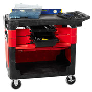 Rubbermaid FG618088 BLA 2 Level Polymer Utility Cart w/ 330 lb Capacity, Flat Ledges