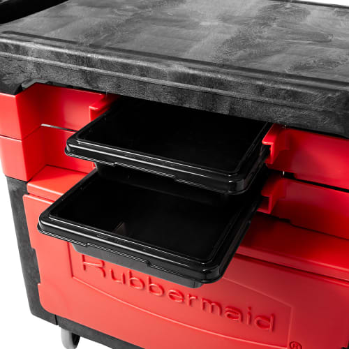 Rubbermaid FG618088 BLA 2 Level Polymer Utility Cart w/ 330 lb Capacity, Flat Ledges