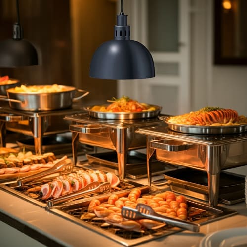 Hatco DL-750-RL 69 1/2" Ceiling Mount Heat Lamp w/ Retractable Cord - Lower Switch, Bold Black, 120v