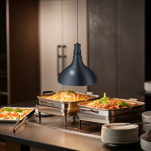 Hatco DL-800-RL 69 1/2" Ceiling Mount Heat Lamp w/ Retractable Cord - Lower Switch, Bold Black, 120v