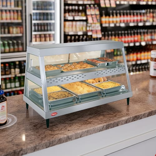 Hatco GRHD-3PD 45 1/2" Full Service Countertop Heated Display Case  - (2) Shelves, 120v
