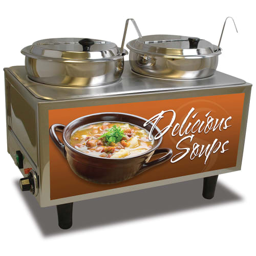 Winco 51072S Countertop Soup Warmer w/ (2) 7 qt Wells, 120v