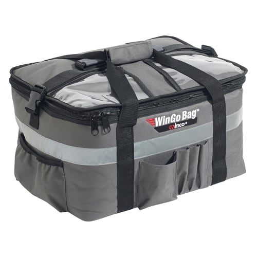 Winco BGCB-1709 WinGo Bag™ Insulated Food Delivery Bag - 17" W x 13"D x 9"H, Polyester, Gray