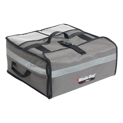 Winco BGPZ-2109 WinGo Bag™ Pizza Delivery Bag - 21 1/2" x 21 1/2" x 9"H, Polyester, Gray