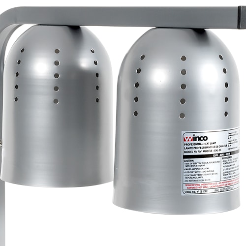 Winco EHL-2C 2 Bulb Heat Lamp w/ Adjustable Arm - Stainless Steel, 120v