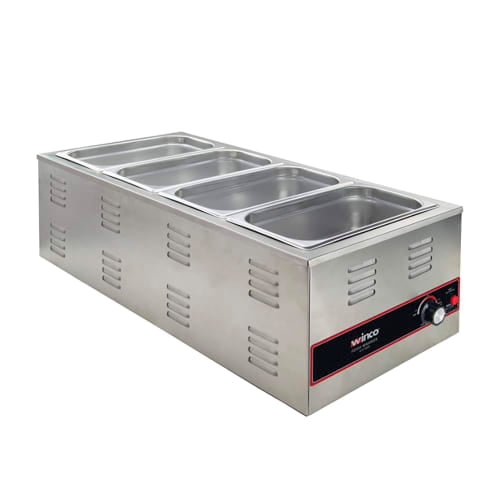 Winco FW-L600 Countertop Food Warmer - Wet w/ (4) 1/3 Pan Wells, 120v