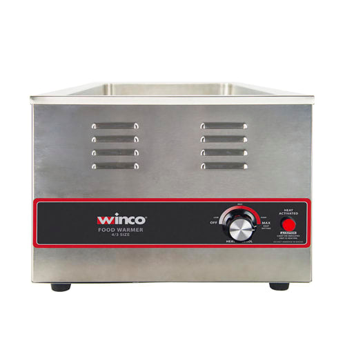 Winco FW-L600 Countertop Food Warmer - Wet w/ (4) 1/3 Pan Wells, 120v