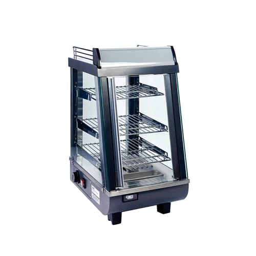 Winco HDM-13 13 1/2" Self Service Countertop Heated Display Case - (3) Shelves, 120v