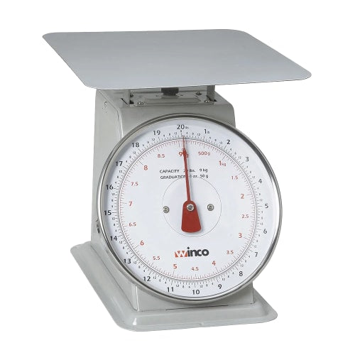 Winco SCAL-820 20 lb Receiving Scale, 8" Dial, Large Steel Platform