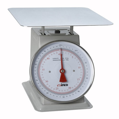 Winco SCAL-9100 100 lb Receiving Scale, 9" Dial, Large Steel Platform