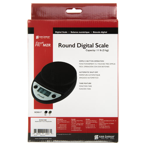 San Jamar SCDG11BK Escali 11 lb Round Digital Scale - 8 1/2" x 6", Charcoal