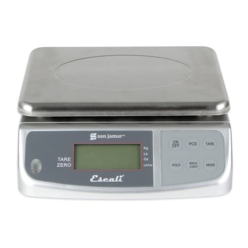San Jamar SCDGM66 Escali 66 lb Square Digital Scale w/ Removable Platform - 10 1/4" x 12", Stainless Steel