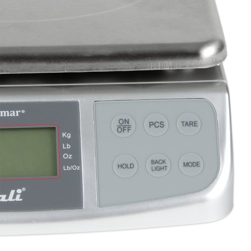 San Jamar SCDGM66 Escali 66 lb Square Digital Scale w/ Removable Platform - 10 1/4" x 12", Stainless Steel