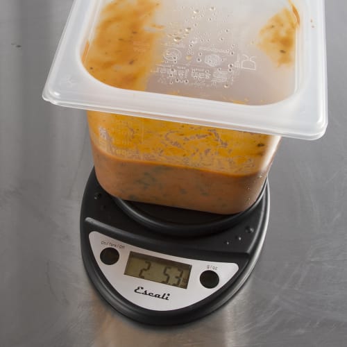 San Jamar SCDGP11BK Escali 11 lb Round Digital Scale w/ Removable Platform - 6" x 8 1/2", Charcoal Black