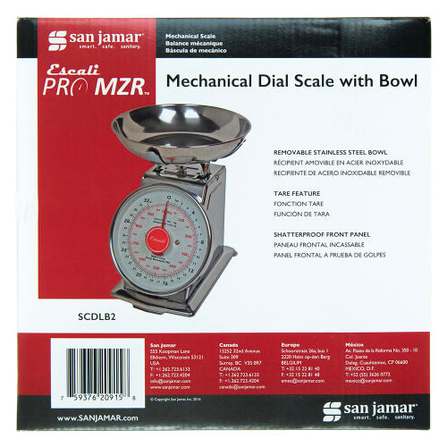 San Jamar SCDLB2 Escali 2 lb Dial Scale w/ Removable Platform - 6" x 6", Stainless