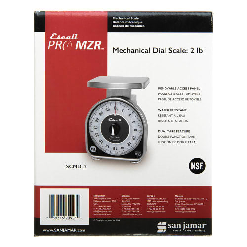 San Jamar SCMDL2 Escali 2 lb Mechanical Dial Scale - 4 5/8" x 6", Stainless Steel