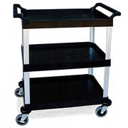 Lakeside 2500 3 Shelf Utility Cart w/ Push Handles, 300 lb Capacity, Black
