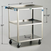 Lakeside 411 3 Level Stainless Utility Cart w/ 500 lb Capacity, Raised Ledges