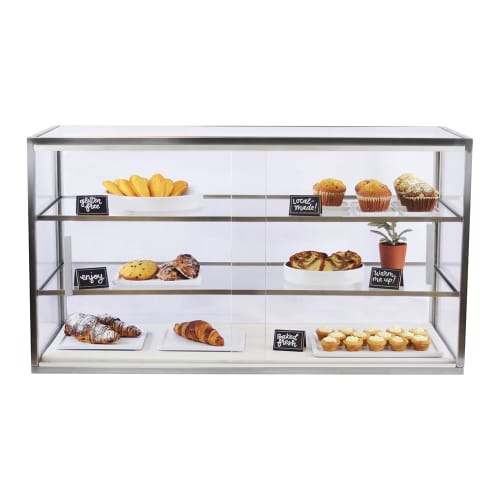 Cal-Mil 22323-55 3 Tier Pastry Display Case w/ Sliding Doors - Acrylic w/ Metal Frame