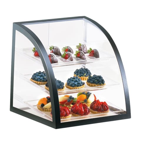 Cal-Mil 22710-13 3 Tier Pastry Display Case - 16" x 13-3/4" x 16 1/2"H, Black Metal