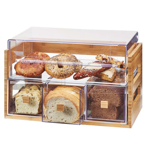 Cal-Mil 3624-60 4 Section Pastry Display Case - Bamboo/Acrylic