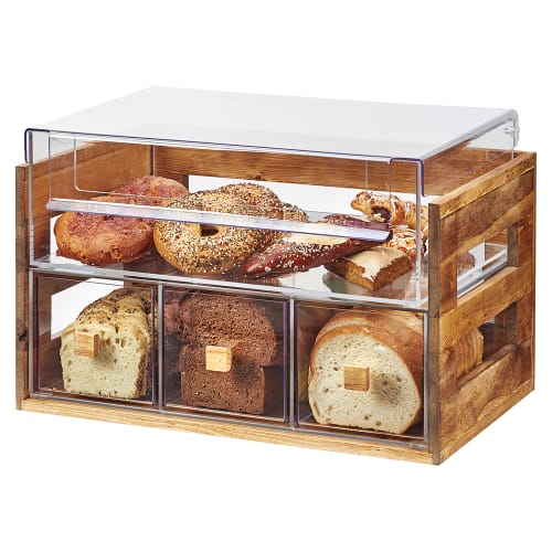 Cal-Mil 3624-99 4 Section Pastry Display Case - Reclaimed Wood/Acrylic
