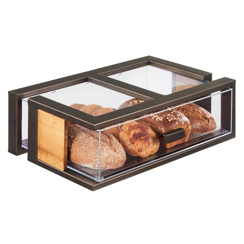 Cal-Mil 3928-84 1 Drawer Bread Case - 22 1/2"W x 14 1/2"D x 7 1/2"H, Plastic Case, Bronze Frame