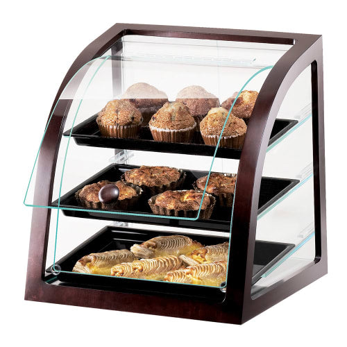 Cal-Mil P255-52S Countertop Display Case w/ Rear Door & Euro Front, Dark Wood Trim