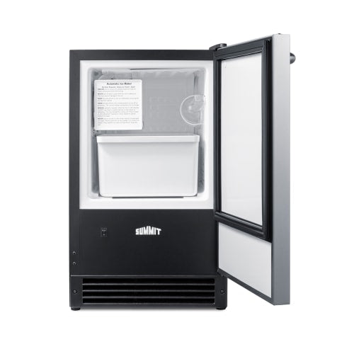 Summit BIM26 15"W Crescent Cube Undercounter Ice Machine - 15 lbs/day, Air Cooled, No Drain Needed, 115v