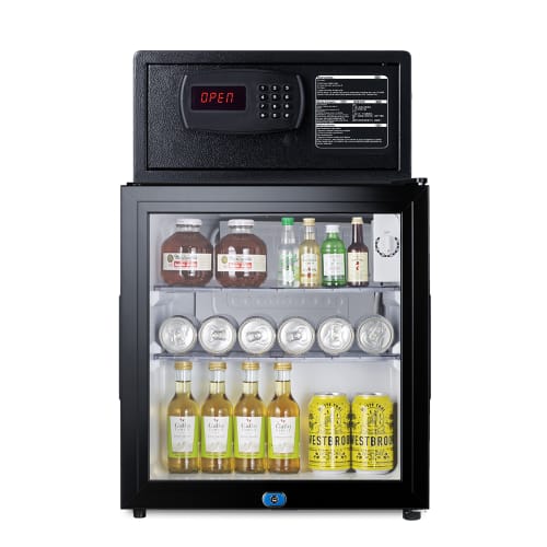 Summit MBSAFEG 1.6 cu ft Minibar Refrigerator & Safe w/ Glass Door - Black, 115v