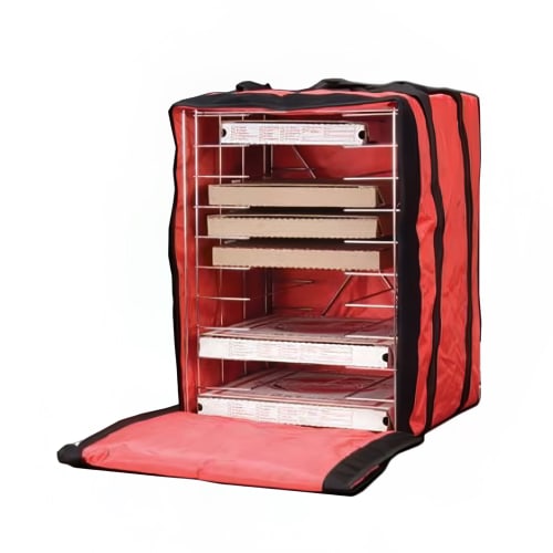 American Metalcraft PB1926 Deluxe Pizza Delivery Bag w/ Rack - 19" x 19" x 27 1/2", Nylon, Red