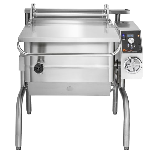 Groen BPM-30GSP 30 gal. Tilt Skillet - Open Leg Base, Polished Pan, Measurement Marks, Natural Gas