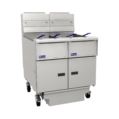 Pitco SG14-2FD NG Gas Fryer - (2) 50 lb Vats, Floor Model, Natural Gas