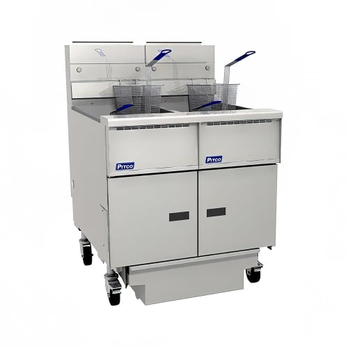 Pitco SG18-2FD NG Gas Fryer - (2) 90 lb Vats, Floor Model, Natural Gas