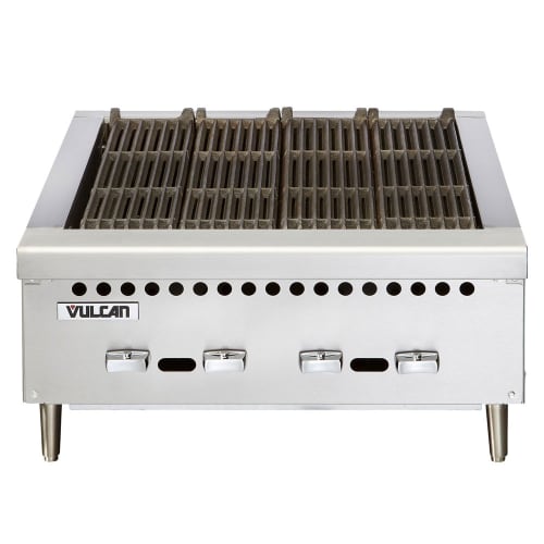 Vulcan VCRB25 25 3/8" Charbroiler, Countertop w/ 4 Cast Iron Burners, Convertible