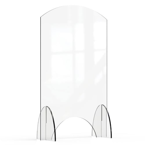 Rosseto Freestanding Safety Shield w/ Pass Thru Window - 24"L x 40"H, Acrylic, Clear (AG015)