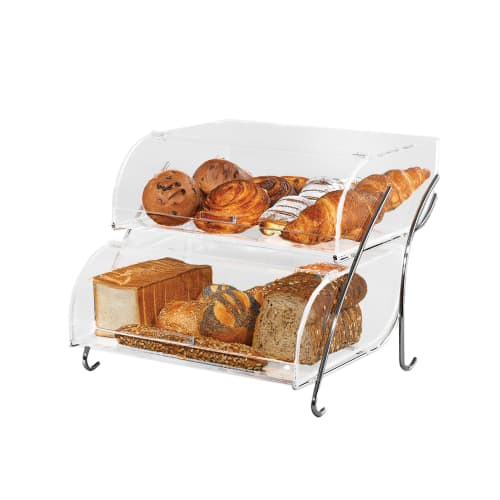 Rosseto 2 Tier Countertop Bakery Display Case - Wire Stand, 13 1/2x16x18" Acrylic, Clear (BAK2937)